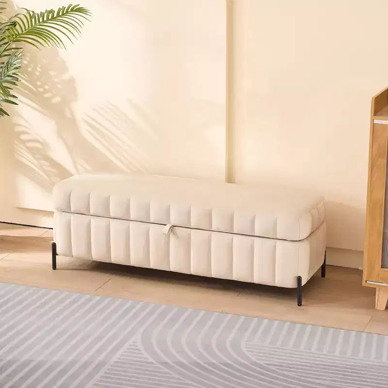 49-Inch Velvet Storage Ottoman Bench – End of Bed Footstool with Hidden Compartment