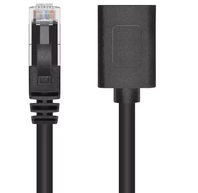 Monoprice Cat6A 3ft Black U/UTP Ethernet Extension Cable RJ45 Male to Female (with PCB Jack 3), 24AWG, Stranded Ba
