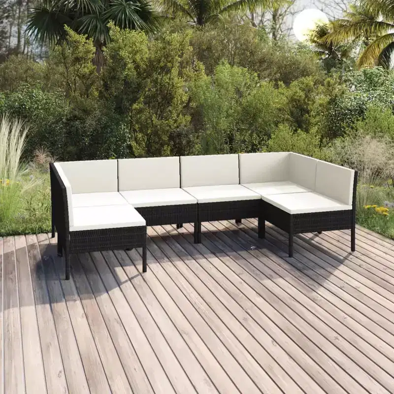 vidaXL Patio Lounge Set Outdoor Sectional Sofa Set Table Poly Rattan Brown