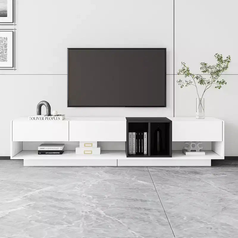 74.8 Stylish TV Stand for TVs Up to 80, Two-tone Media Console with Multifunctional Compartment - ModernLuxe