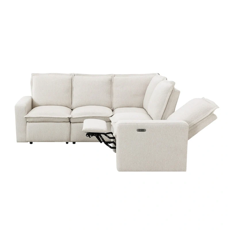 L-Shaped 5-Seater Power Recliner Sofa with USB Port