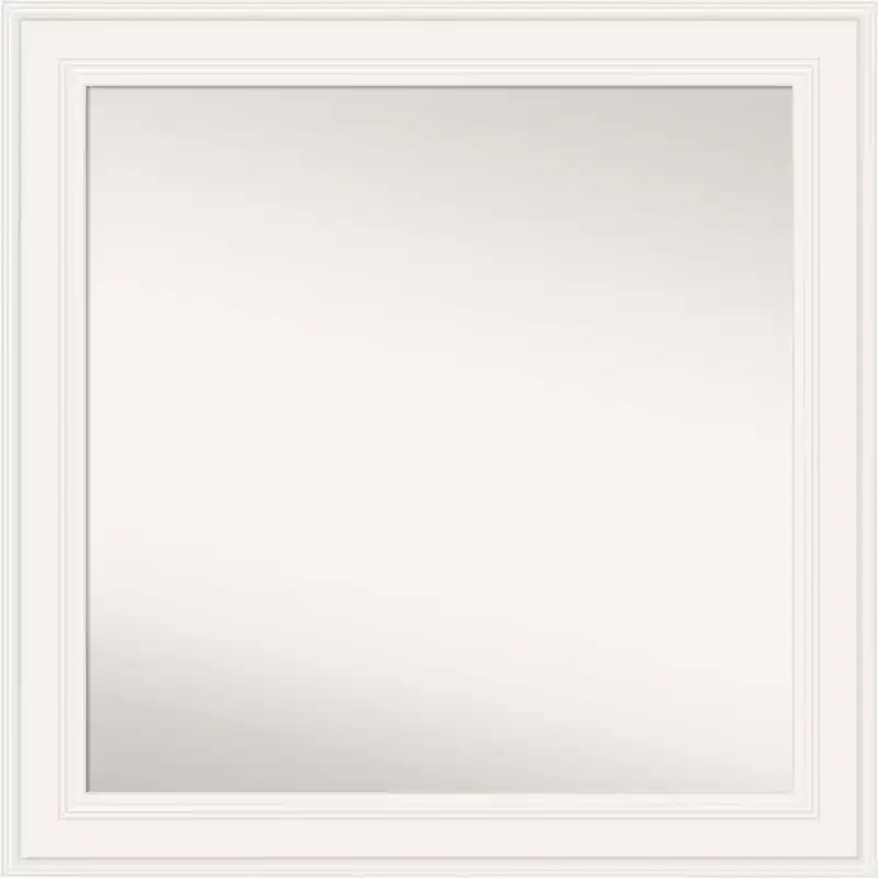 Amanti Art 32"x32" Non-Beveled Ridge White Wall Mirror : Modern Square Framed, Includes Mounting Hardware