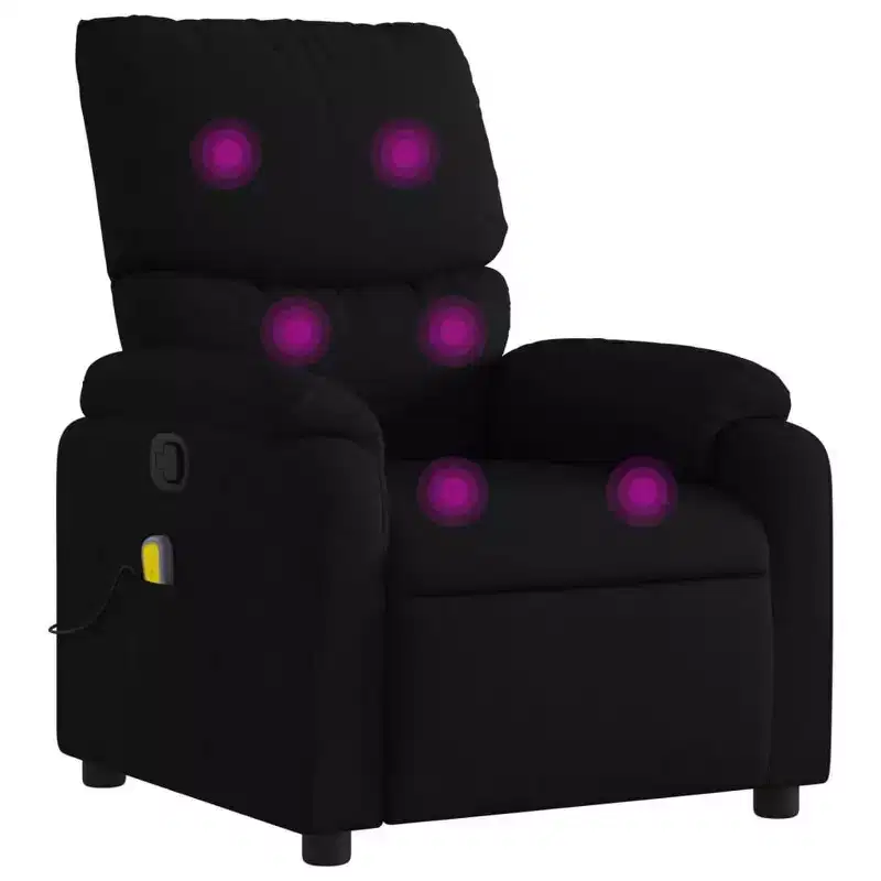 Massage Recliner Chair Black Faux Leather, Metal, Plywood Single