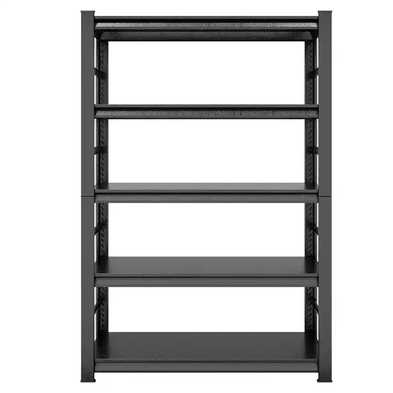 72 Inch H Gray 5 Tier Adjustable Metal Storage Shelves Decorative Wall Shelves for Kitchen Garage Office