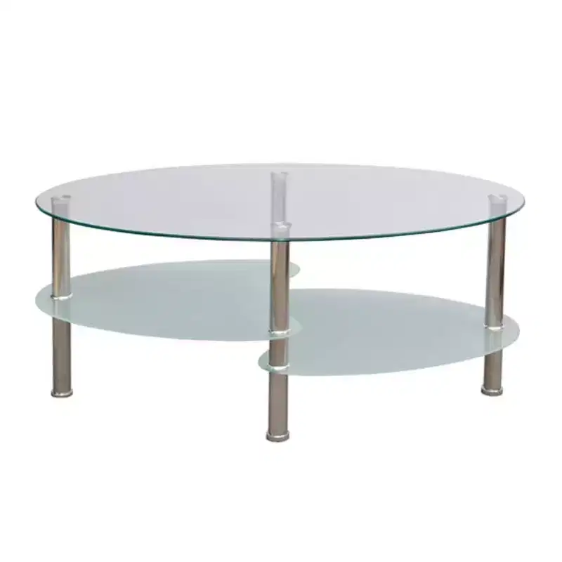 vidaXL Metal Frame Glass Tabletop Coffee Side Table Living Room White/Black