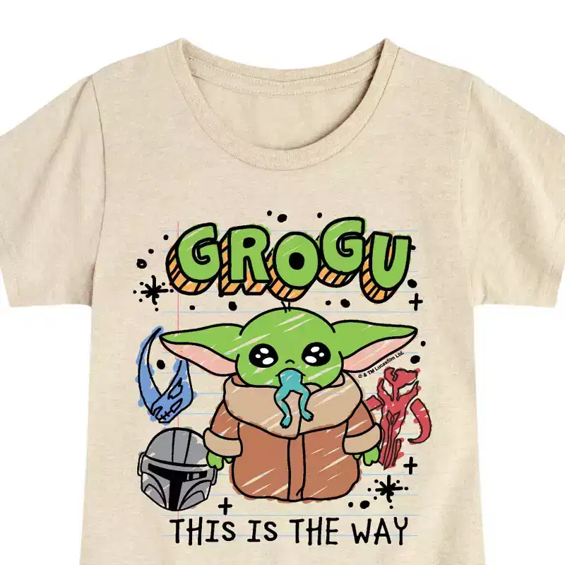 Girls' - The Mandalorian - Grogu Notebook Fitted Short Sleeve Graphic T-Shirt