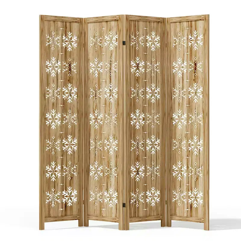 MAYEERTY 63*67 in Wood Room Divider Folding Privacy Screen Freestanding Partition for Indoor, 4-Panels, Brown