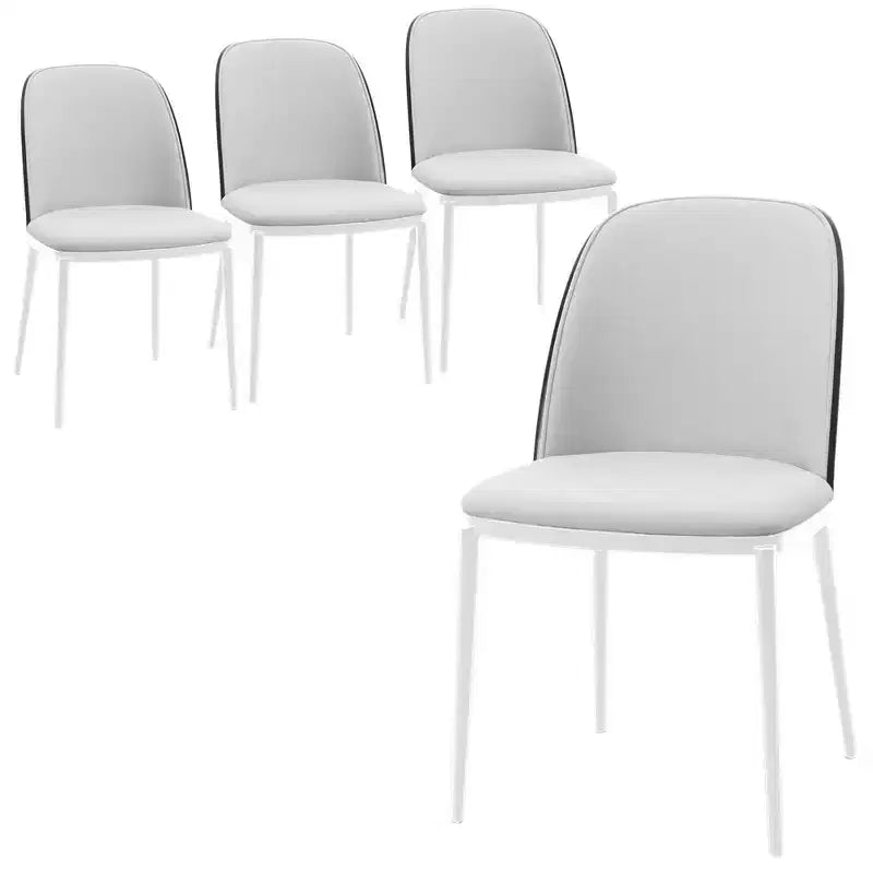 LeisureMod Tule Modern Dining Chair Set of 4 with PU Leather, Velvet, or Suede Seat and White Steel Frame  Kitchen, Dining Room, Home, Cafe, Seating