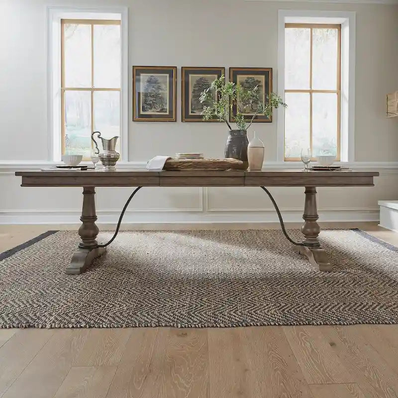 Americana Farmhouse Dusty Taupe Trestle Table