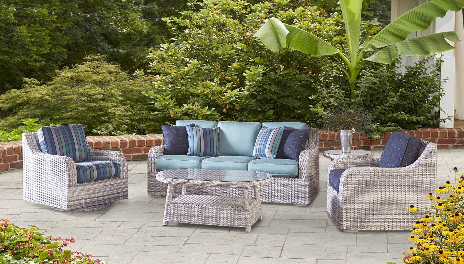 Outdoor Wicker Dining Side Chair with Cushion Aluminum Frame ICE Finish