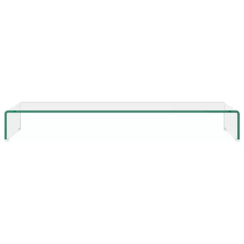 Tempered Glass TV Stand - Modern Monitor Stand Riser for Multimedia Devices, Streamlined TV Console with Storage, Clear
