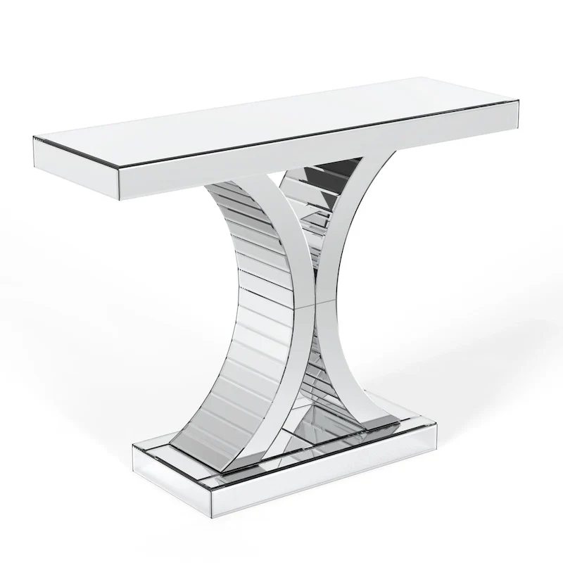 Mirrored Console Table with X-Cross Legs