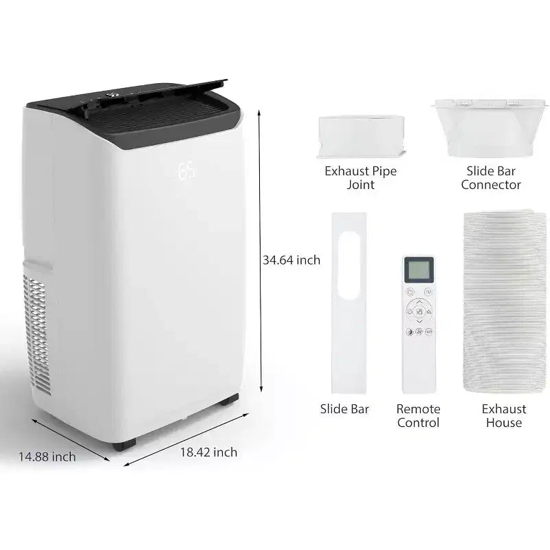 GustoWave 14000 BTU Portable Air Conditioner with Cooling, Dehumidifying & Fan, 24-Hour Timer Cools Up to 750 Sq. Ft., Balck