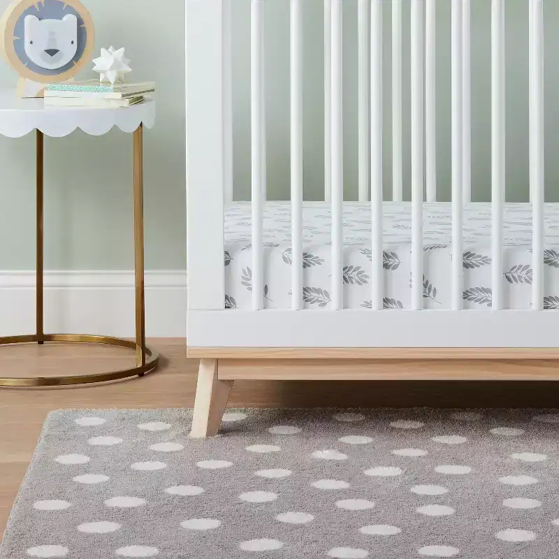 Ferns Crib Fitted Sheet - Cloud Island™ White/Gray: 100% Cotton Percale, Botanical Leaf Pattern, 228 Thread Count