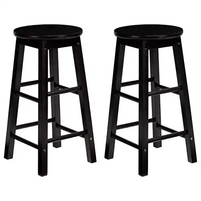 PJ Wood Classic Round Seat 29 Tall Kitchen Counter Stools, Black (Set of 10)