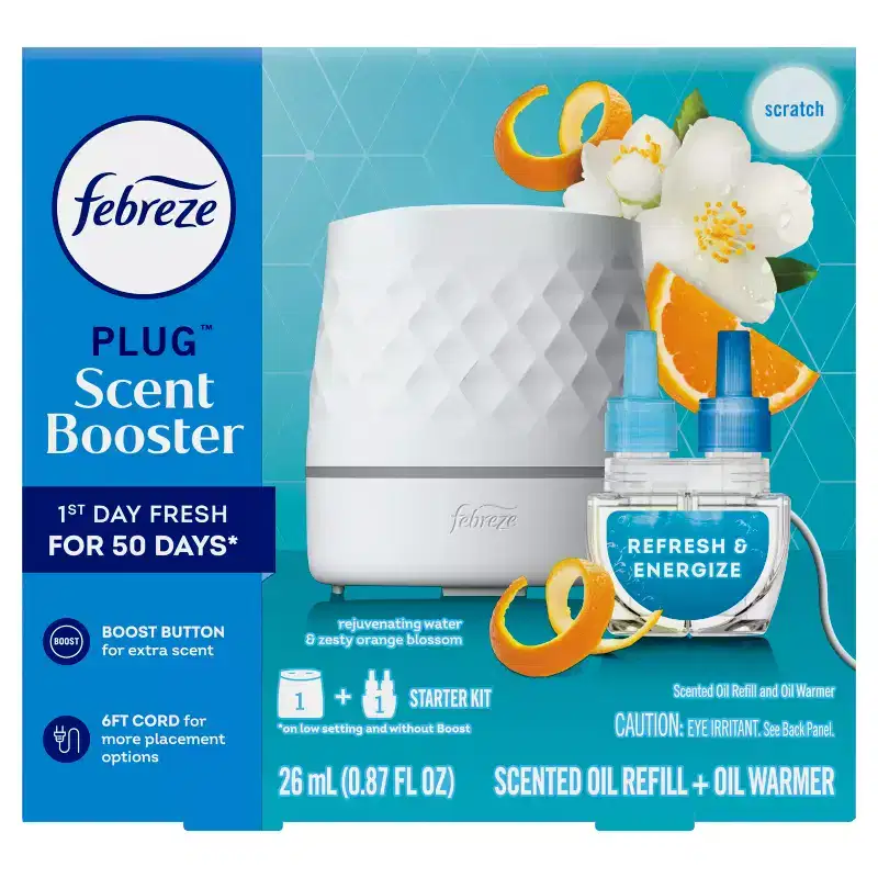 Febreze Plug Scent Booster Refresh & Energize Starter Kit: Electric Oil Air Fresheners, 2 Pack