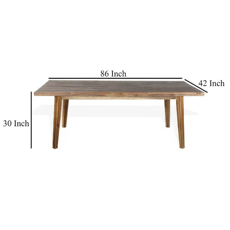 Acacia Wood Rectangular Dining Table, Light Brown, 86 Inch