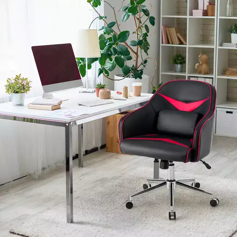 Costway Office Chair Task Desk Swivel Adjustable Height w/ Massage Lumbar Support BlueGreen