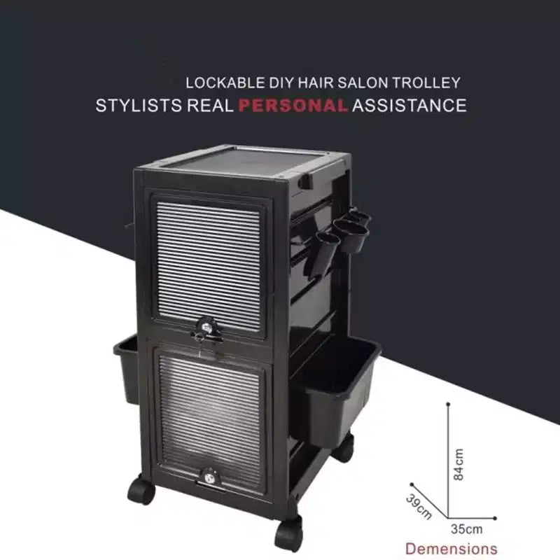 Garvee Salon Trolley Rolling Cart Lockable with 6 Trays & 3 Heat Resistant Holders & Keys