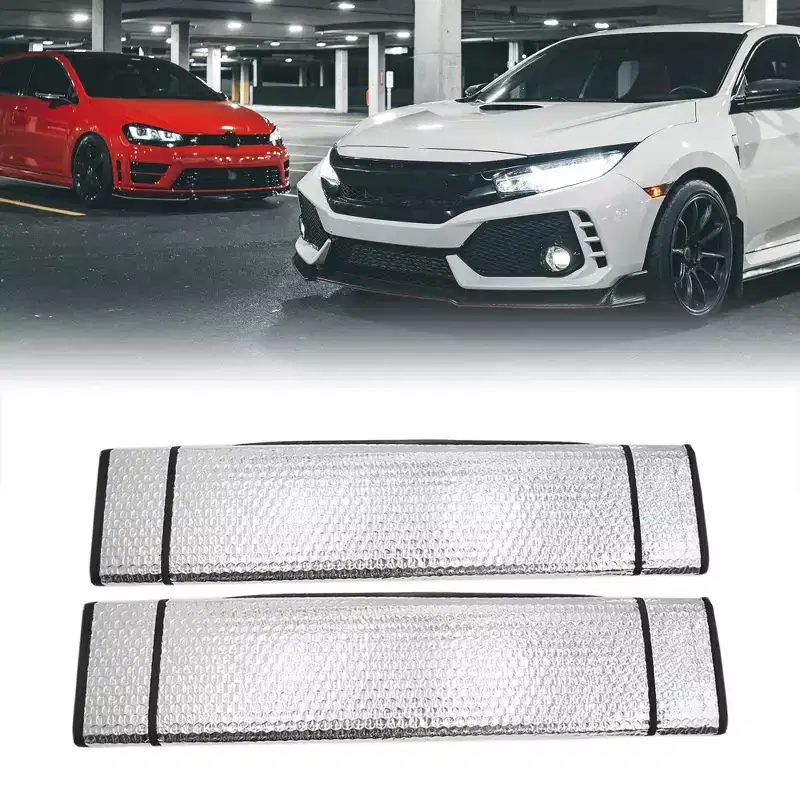 Unique Bargains Aluminum Foil Foldable Car Window Windshield Sun Shade Visor 140x70cm Black 2 Pcs