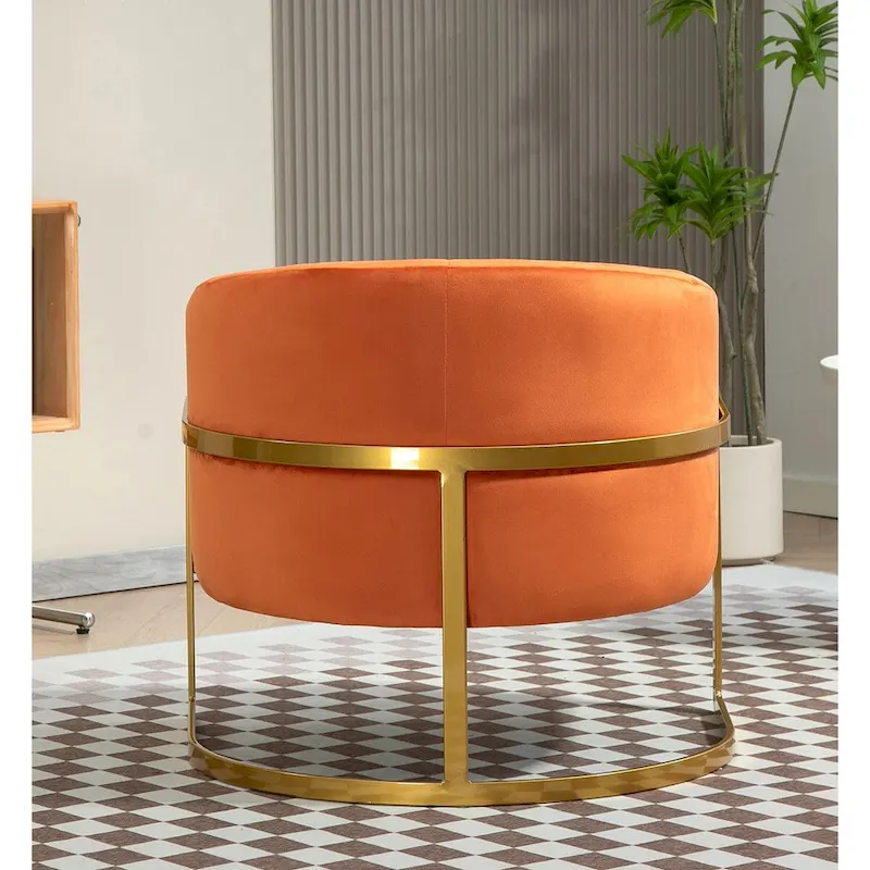 Velvet Accent Armchair with Gold Metal Frame