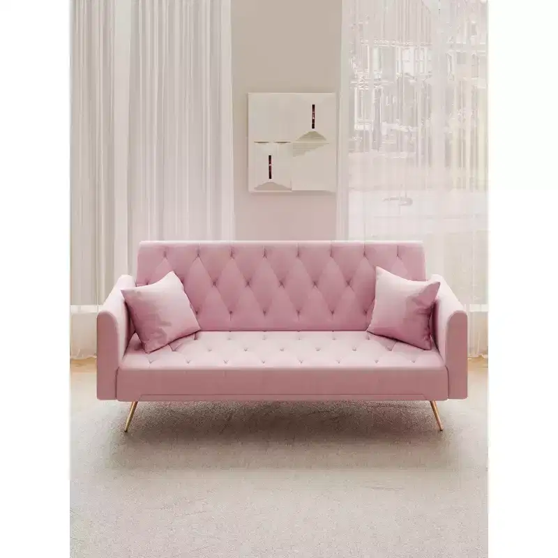 MAYEERTY Love Seat Vintahe Velvet Sofa Comfortable for Liviing Room Bedroom Pink
