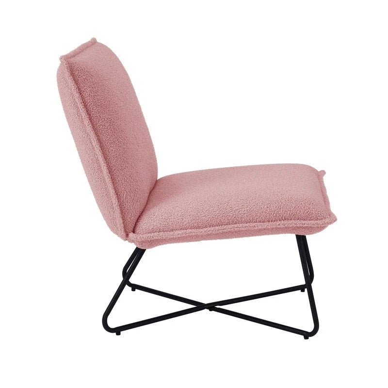 Pillow Accent Chair | Black Stripe Tan Fabric | Metal Wire Base | 26.5W Seat | Modern