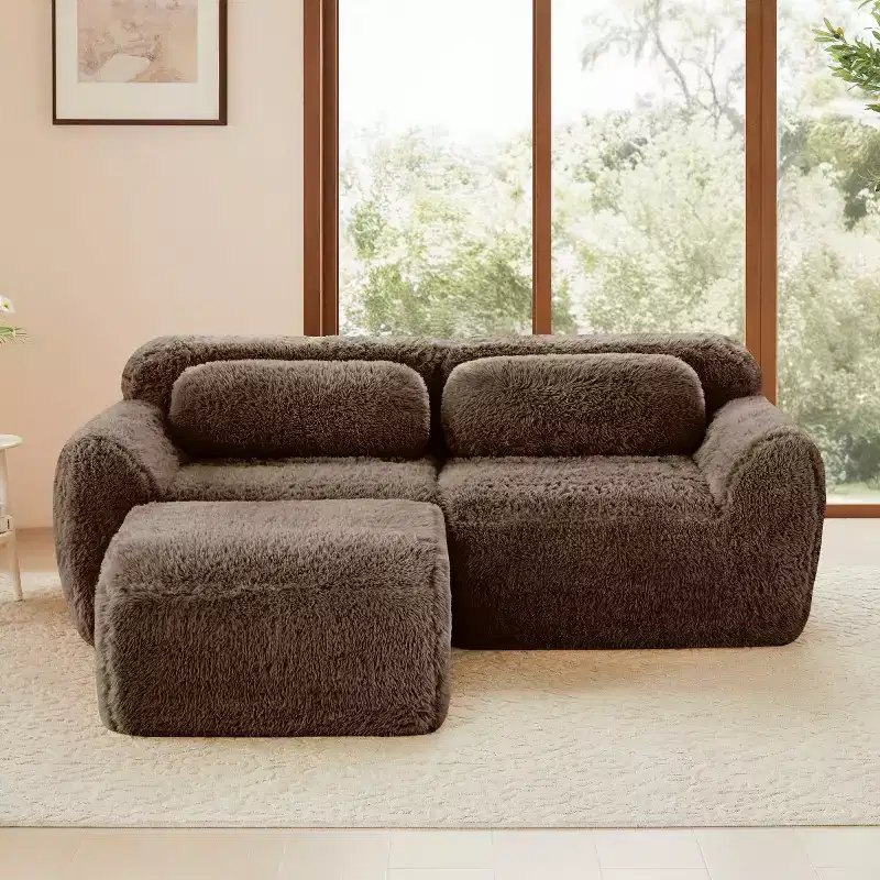 L-Shaped Modular Sectional Sofa with Ottoman, High-Density Foam, Modern Small Sectional Sofa for Living Room & Bedroom-Panipeachy