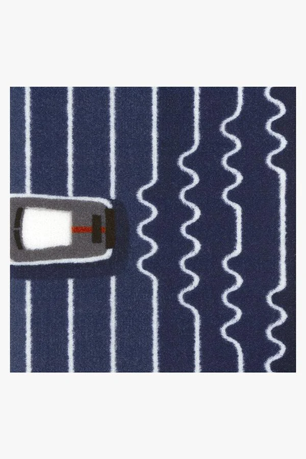 Coastal Nautical Washable Doormat with Blue Ombre Sailing Ship Pattern for Entryway & Porch