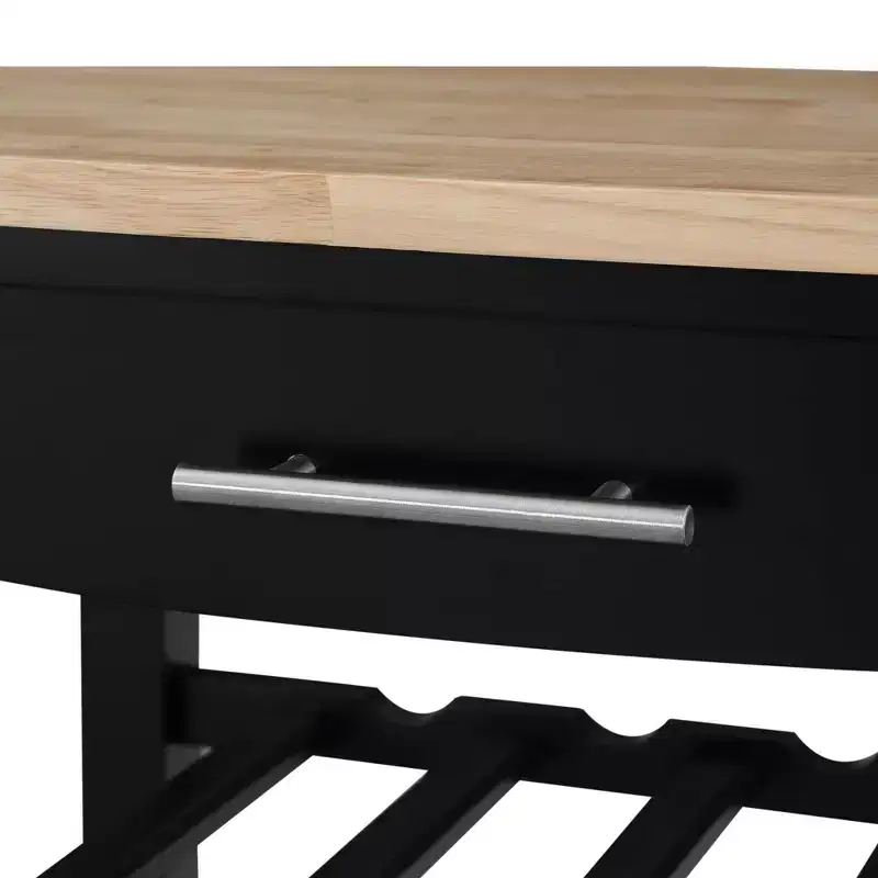 Ellaine 4 Tier Butcher Block Kitchen Cart with Drawer and Wine Rack - Breighton Home