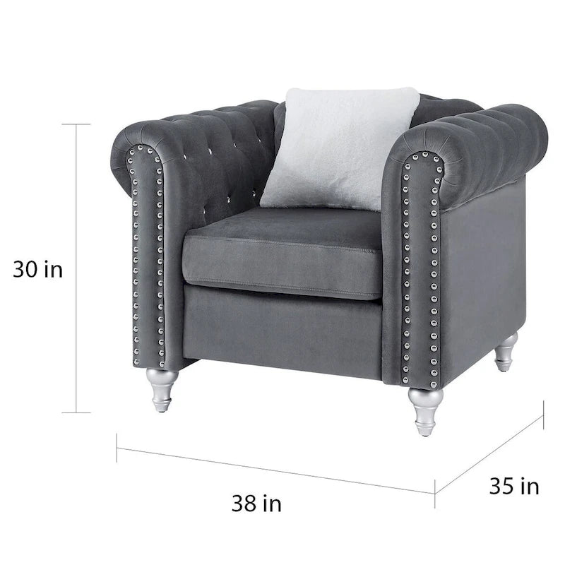 Velvet Crystal Accent Chair