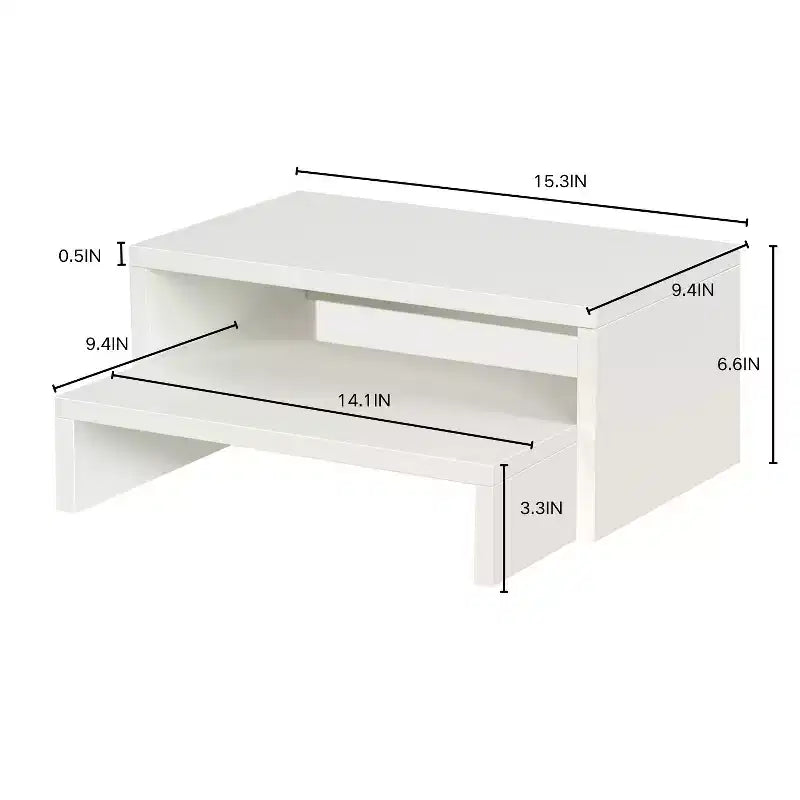 FurnitureR Dual-Tier Monitor Stand Riser, Ergonomic Computer Monitor Stand with Storage Shelf, Desk Organizer for Laptop, PC, and Office Supplies