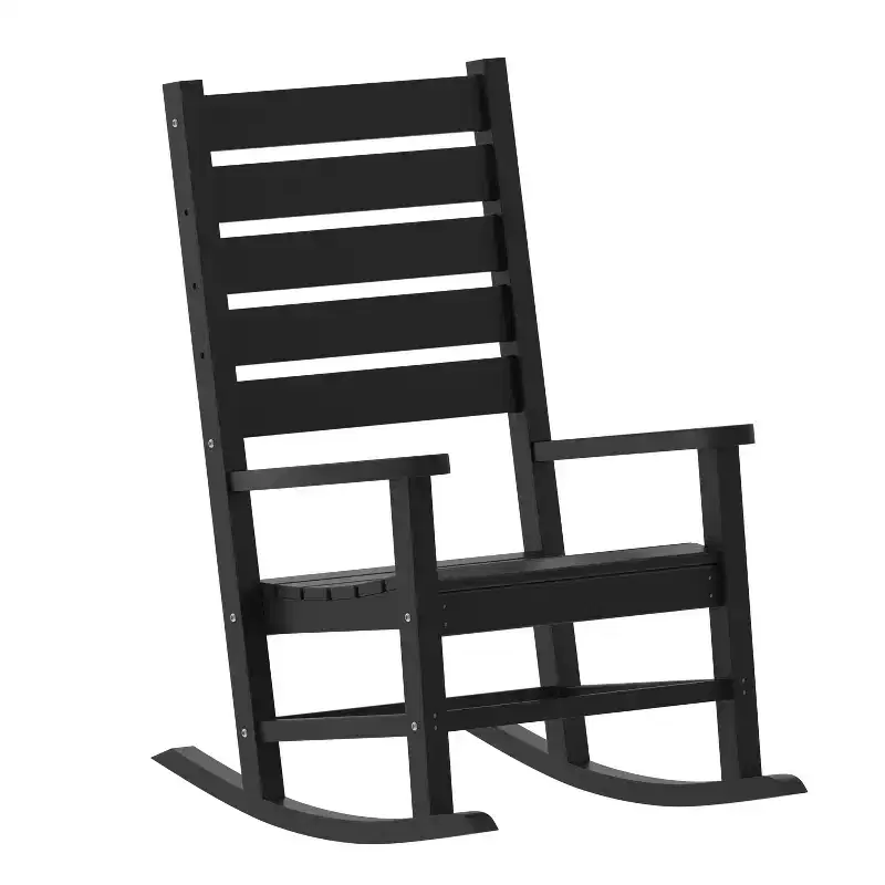 Emma and Oliver Set of 2 Contemporary Rocking Chairs, All-Weather HDPE Indoor/Outdoor Rockers