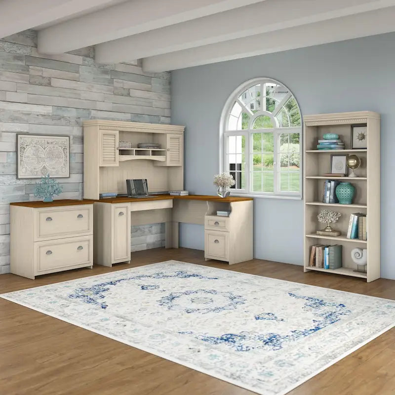 Fairview 60W Desk with Hutch, Cabinet and Bookcase by Bush Furniture
