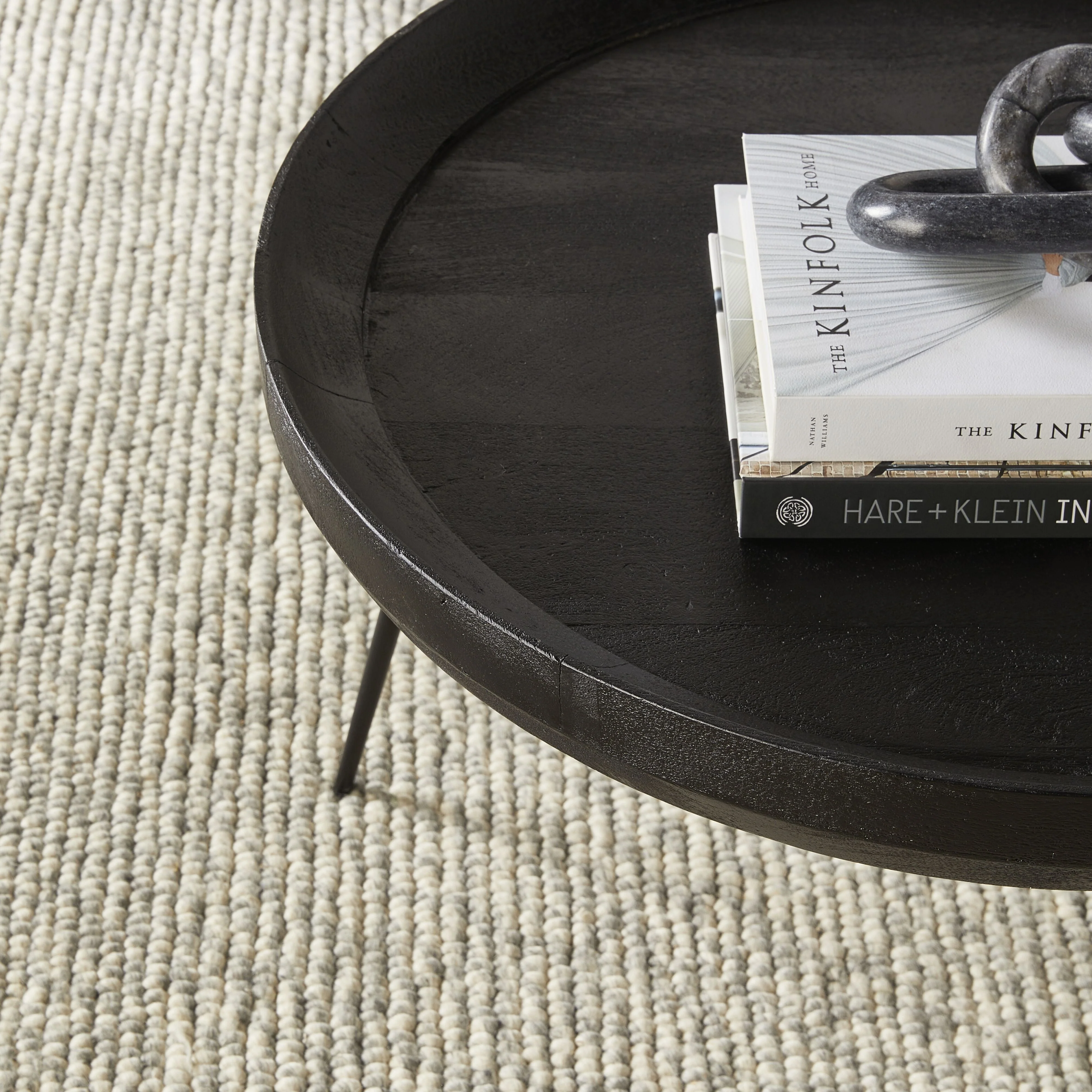 Luna Round Solid Timber Coffee Table Matte Black