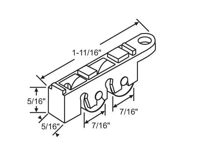 Brixwell Sliding Window Two Rollers Assembly With Separate Axle, Plastic Material, 7/16 Brass Wheels, 1-11/16 Housing Length, White Finish
