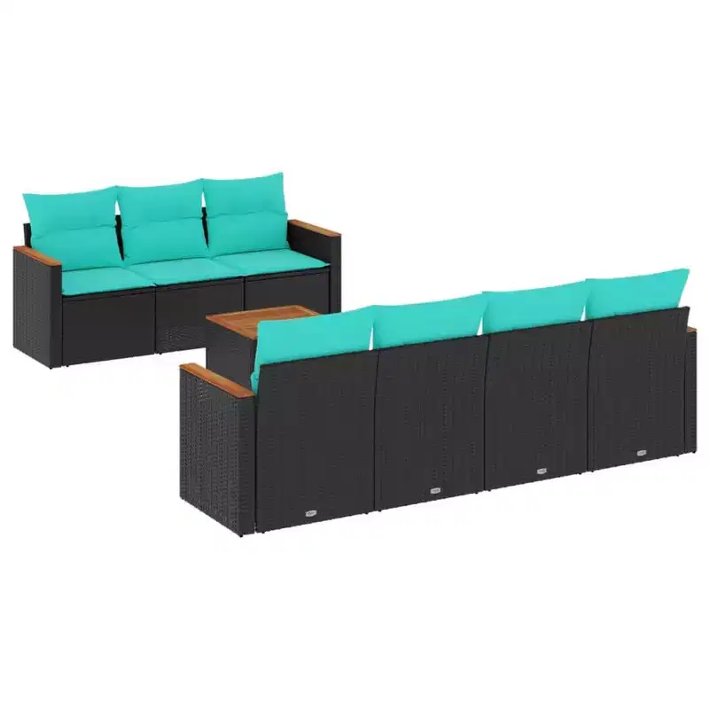 vidaXL 8 Piece Garden Sofa Set with Cushions Grey Poly Rattan