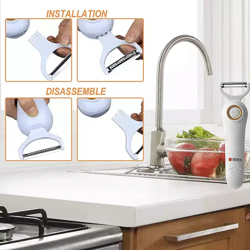 Insta 5-in-1 Electric Peeler with Recipe Book & Oil Brush  White