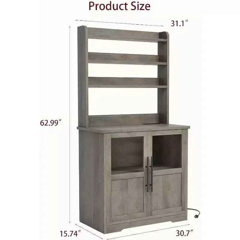 6-Tier Kitchen Bakers Rack With Storage Cabinet Microwave Oven Stand Pantry Hutch With Door Tall Versatile Storage Shelf Farmhouse Coffee Bar Cabinet