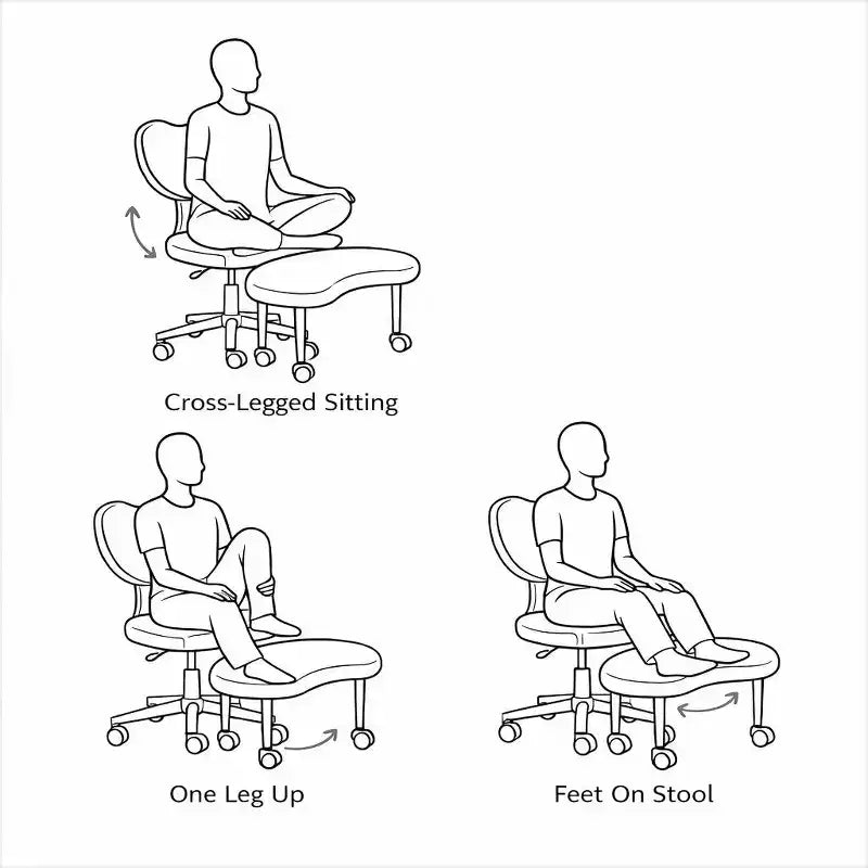 Homy Casa Cross-Legged Desk Chair with Adjustable Height and Rolling Stool