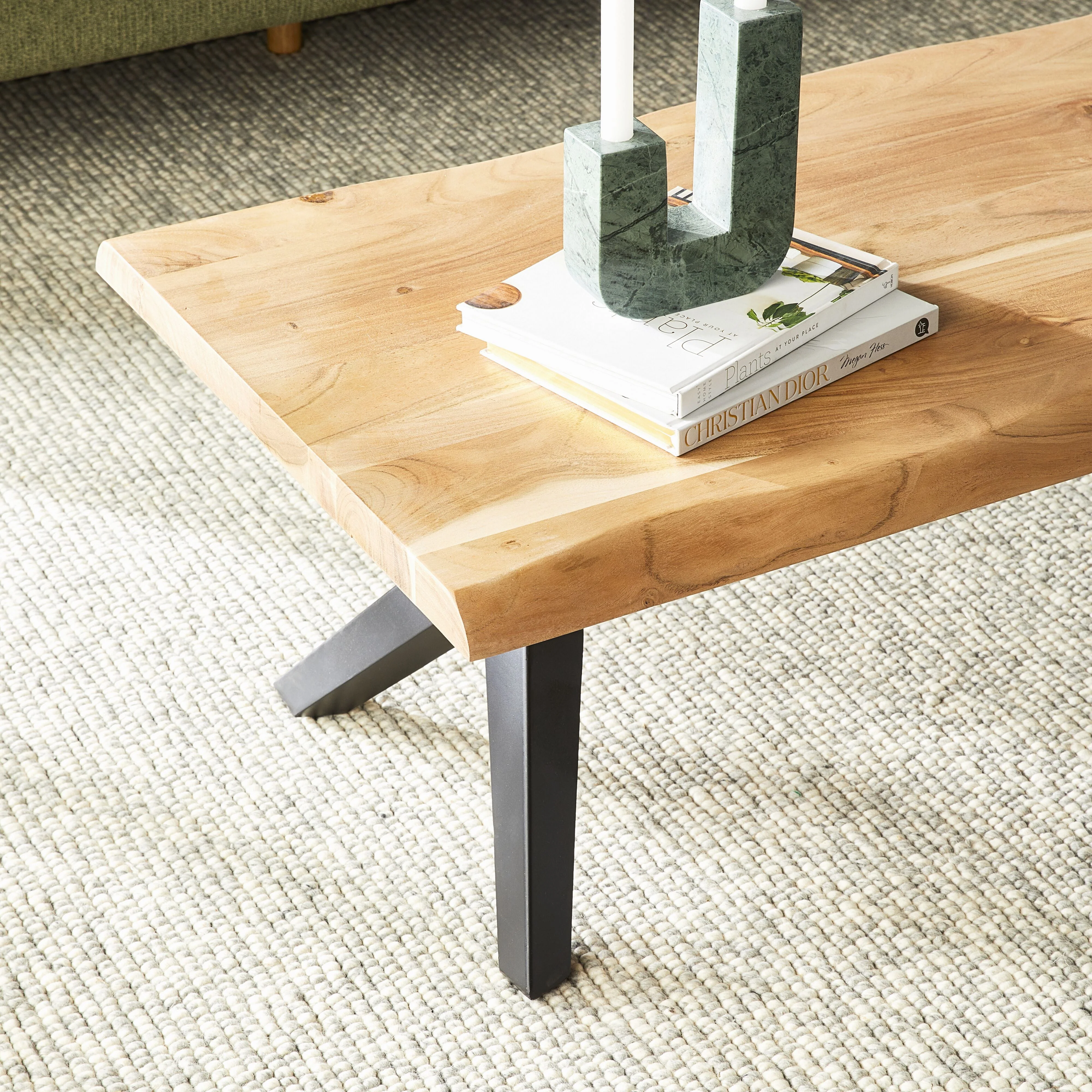River Live Edge Solid Timber Coffee Table Natural Brown