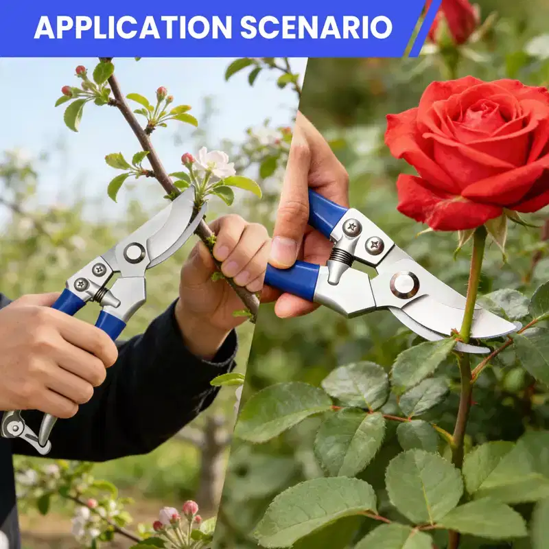 2-Pack Garden Shears Set - 1 Bypass Pruning Shear & 1 Straight Blade Scissor, Sharp Lightweight Tools for Plants Flowers Branches