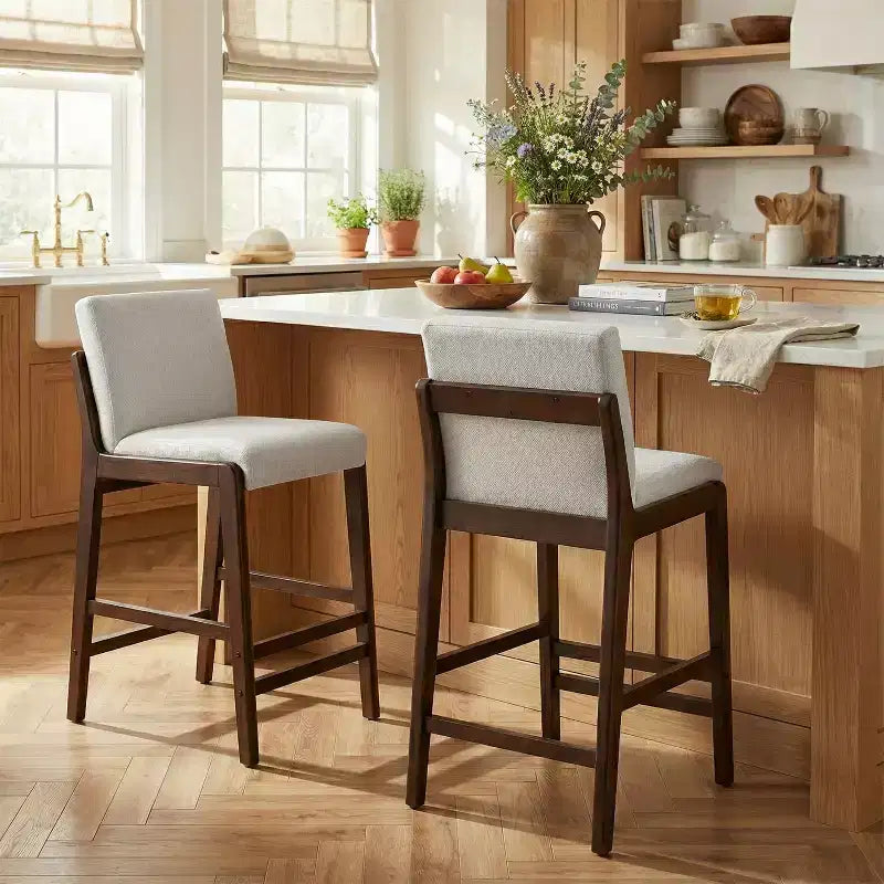 Christopher Knight Home Wendy Mid-Century Modern Rubberwood Upholstered Bar Stools (Set of 2)