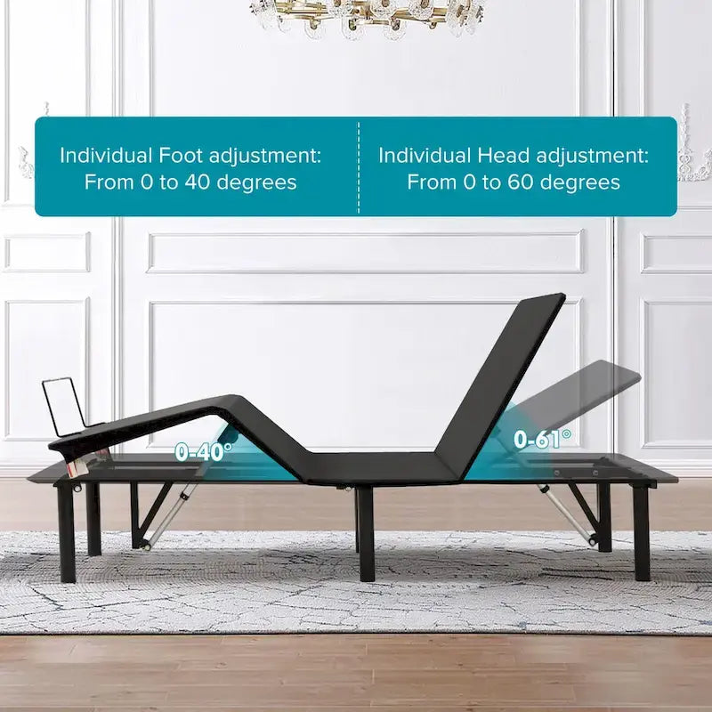 Motorized Adjustable Bed Base with Remote Control Steel Frame Caramel Brown