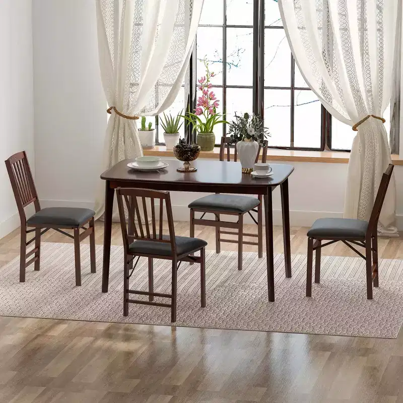 Costway 48 Wooden Dining Table Rectangular Farmhouse Kitchen with Solid Rubber Wood Legs Cherry/Natural