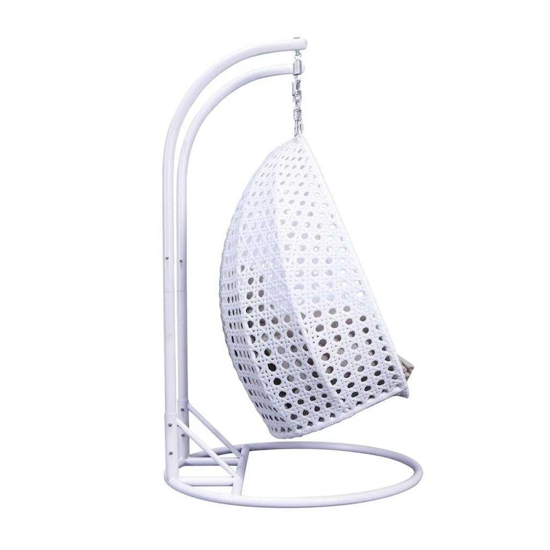 Fauteuil suspendu œuf LeisureMod pour 2 personnes avec support - Balancelle hamac/fauteuil roulant d'extérieur/intérieur en rotin tressé avec coussins