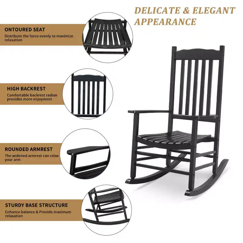 Karl Home | Classic Solid Wood Patio Rocking Chair (Set of 2)