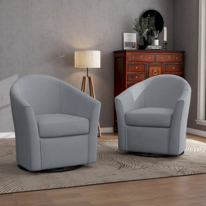 Ensemble de 2 fauteuils pivotants modernes rembourrés de style tonneau, fauteuils d'appoint pour salon