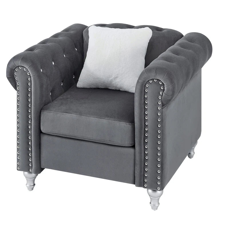 Velvet Crystal Accent Chair