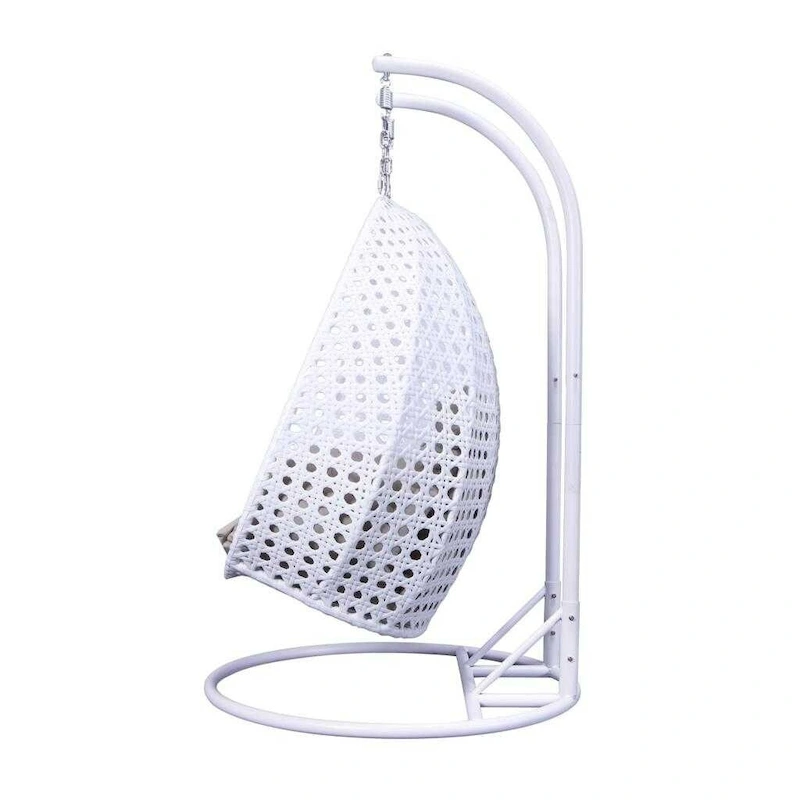Fauteuil suspendu œuf LeisureMod pour 2 personnes avec support - Balancelle hamac/fauteuil roulant d'extérieur/intérieur en rotin tressé avec coussins
